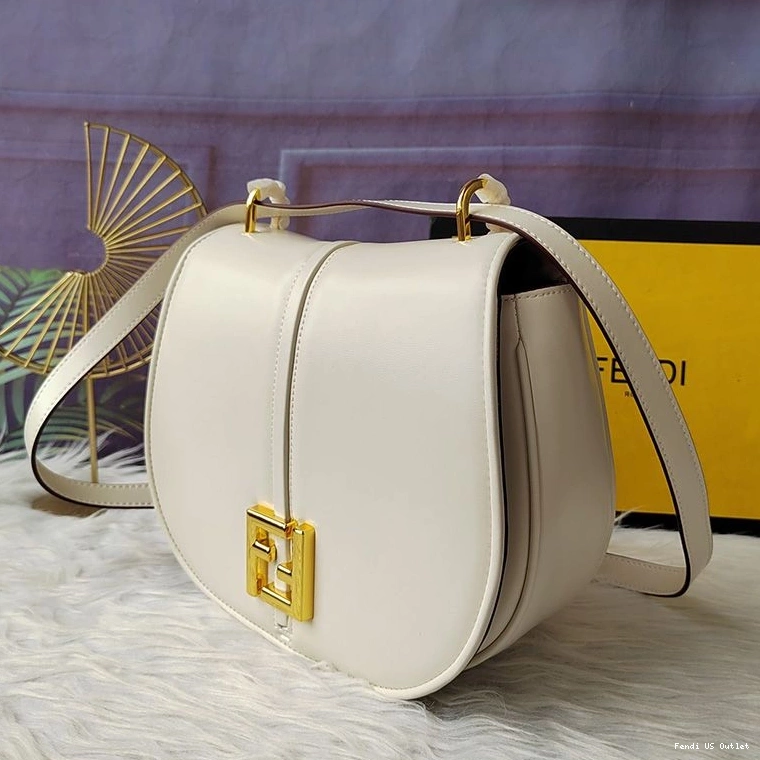 Vintage HOT White Medium Bag Leather C'mon Fendi Calf In 0805